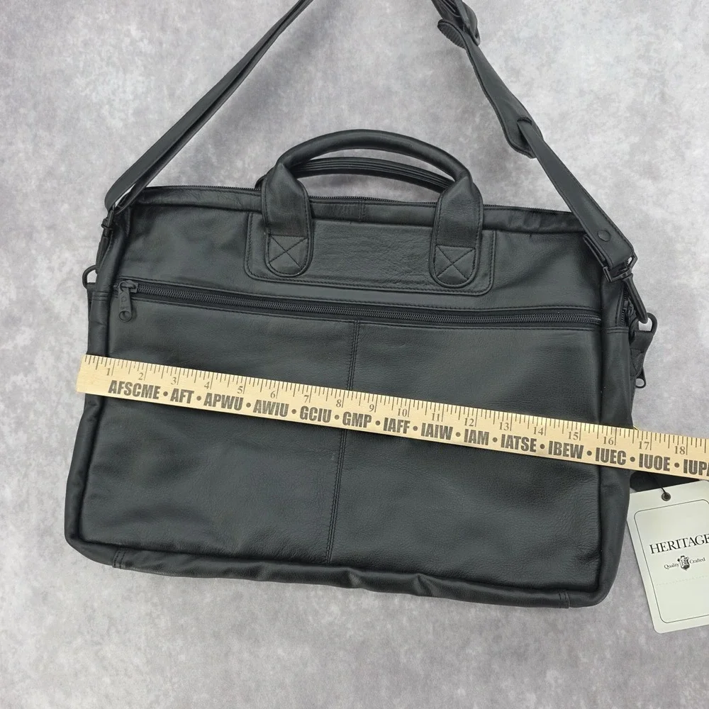 Heritage Nappa Leather Portfolio Briefcase Full Grain Black Bag Organizer Korea